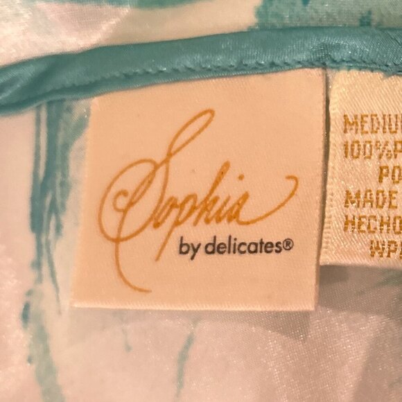 Sophia SZ M Vintage Aqua & White Silky Gown Romantic Soft Sexy Feminine Gift - Picture 6 of 7
